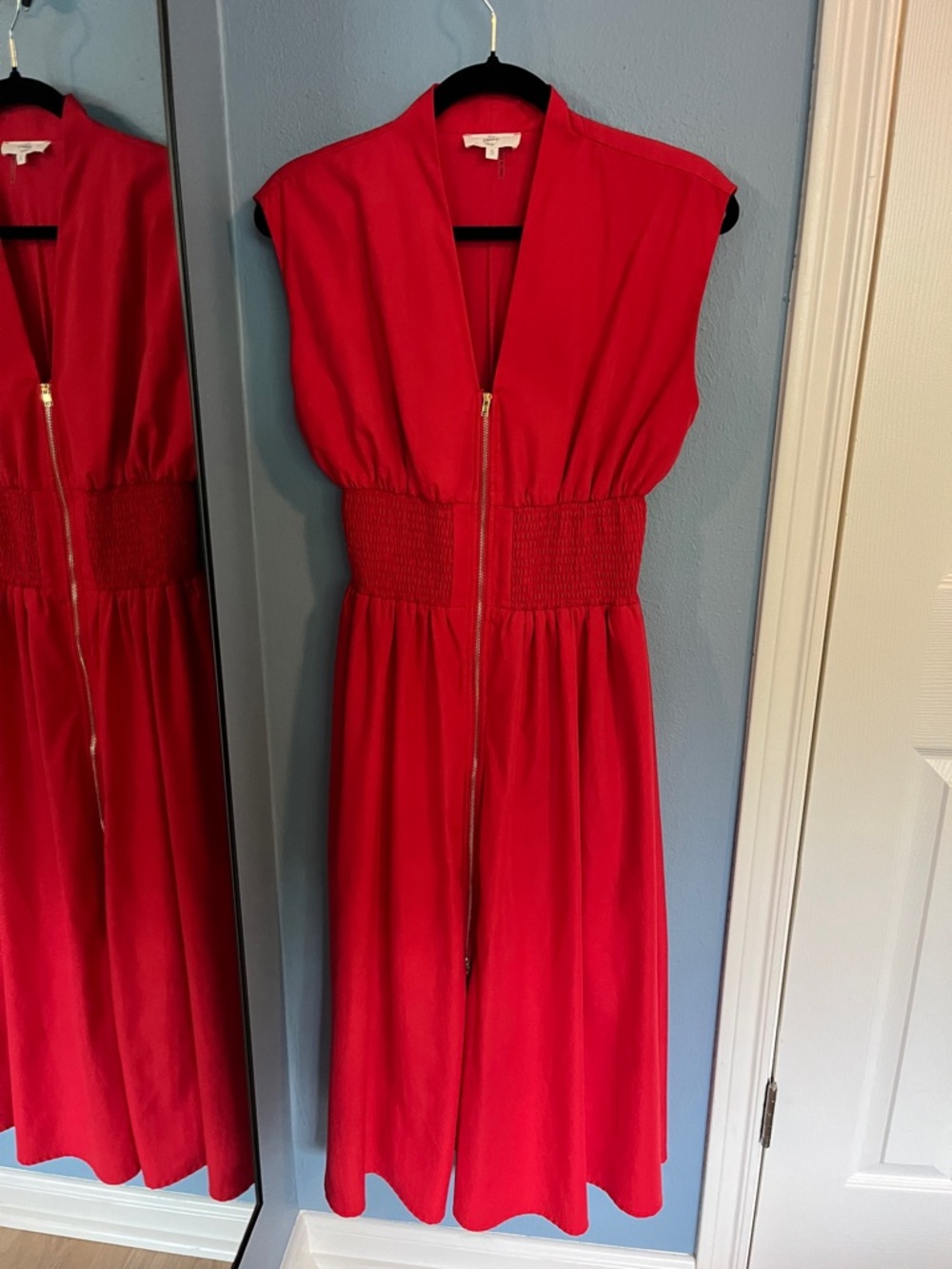 Entro ‘The Tommie’ Zip-Front Midi Dress with Smocked Waist